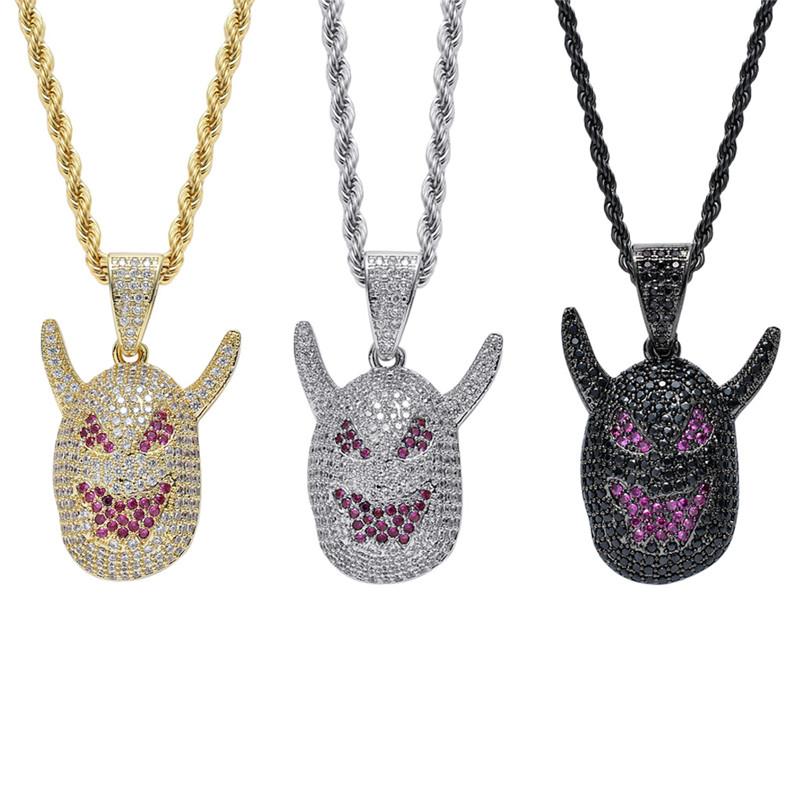 Pendant Necklaces Full Cubic Zircon Satan Necklace Hip Hop Rapper Jewelry Bling Out Devil Charm For Men
Pendant Necklaces Full Cubic Zircon Satan Necklace Hip Hop Rapper Jewelry Bling Out Devil Charm For Men