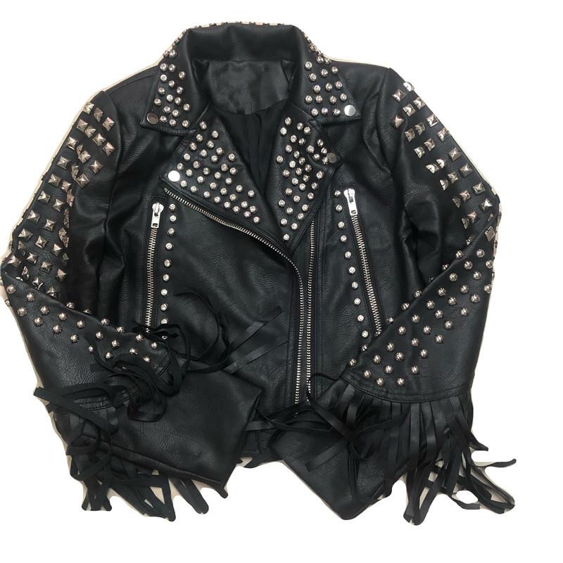 European station fried street goth style autumn and winter new coat personality badge rivet graffiti leather coat woman short 11, As pic
European station fried street goth style autumn and winter new coat personality badge rivet graffiti leather coat woman short 11, As pic