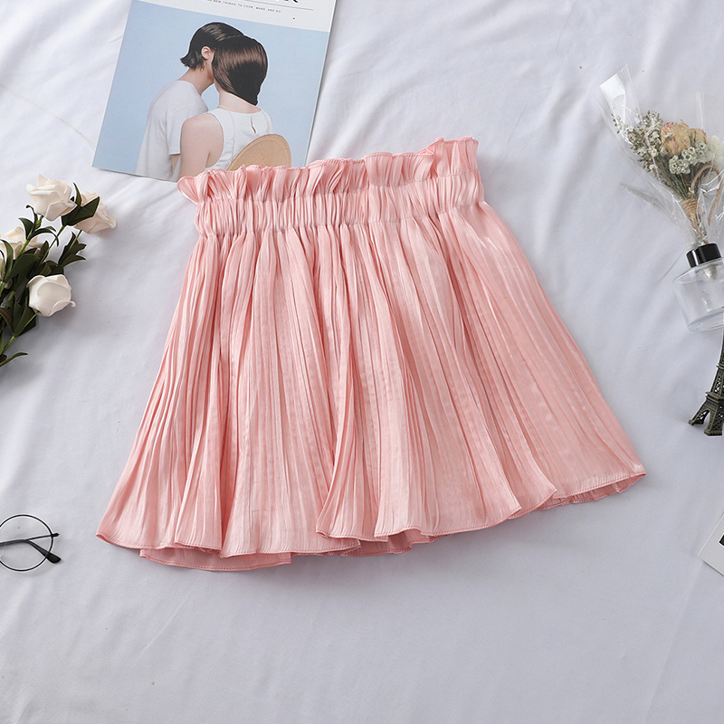 Heliar Women Sparkles Pleated Skirts Elastic Waist Night Club Dance Shining Skirts Sexy Mini Skirts For Women Spring 210306