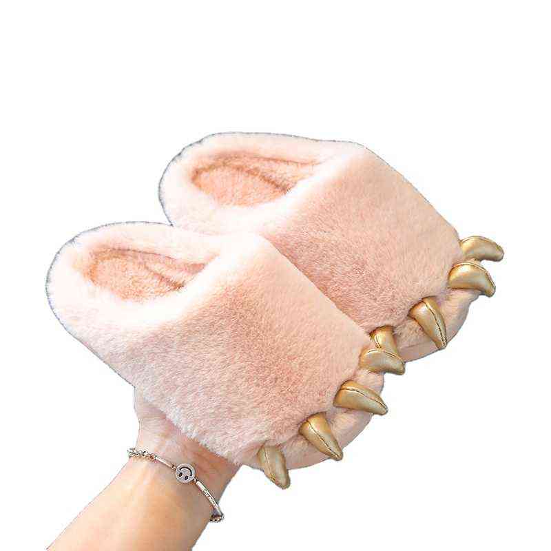 NXY Slippers China Indoor Bedroom Toy Flat Furry Animals Soft Animal Dinosaur Claws Nice Claw Cotton Cute Plush Slipper Kid 220127