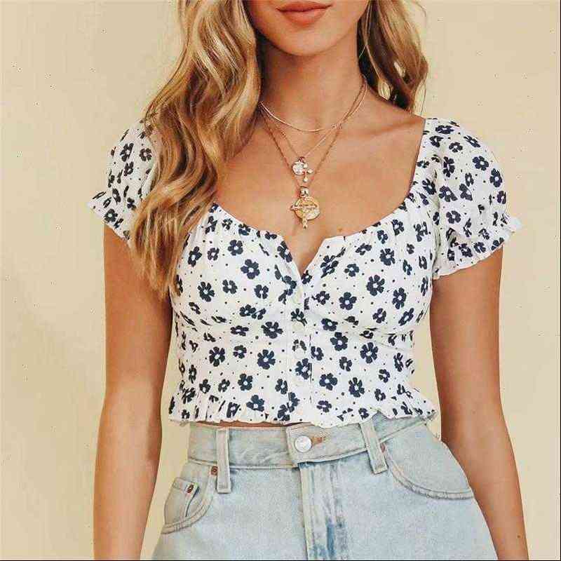 floral print women shirt crop blouse vintage holiday beach summer v neck short sleeve party cute tie blsus, White
floral print women shirt crop blouse vintage holiday beach summer v neck short sleeve party cute tie blsus, White