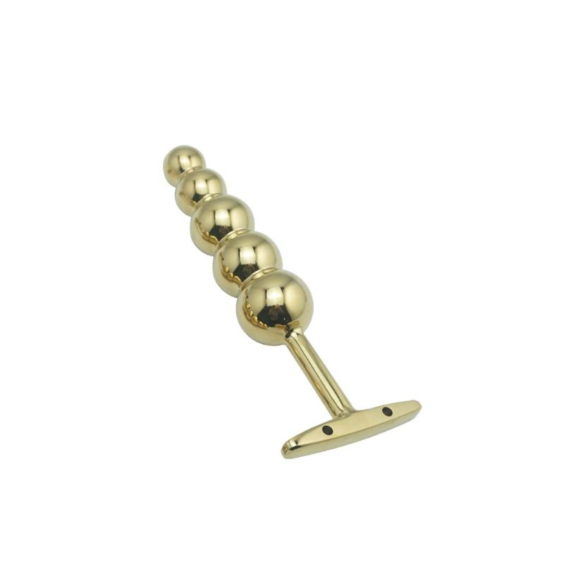 Sex Toys For Couples 150 G Metal Golden Anal Hook Buplug With Five Beads Balls Dilator Gay Fetish BDSM Adult Toy Product