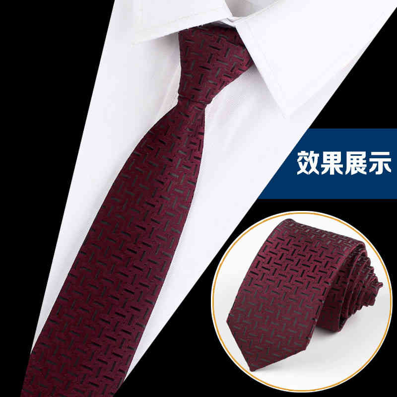 Necktie Scarf Corbata Trendy Korean Tie Men's Width 6cm Narrow Shirt Black White Wine Red Navy