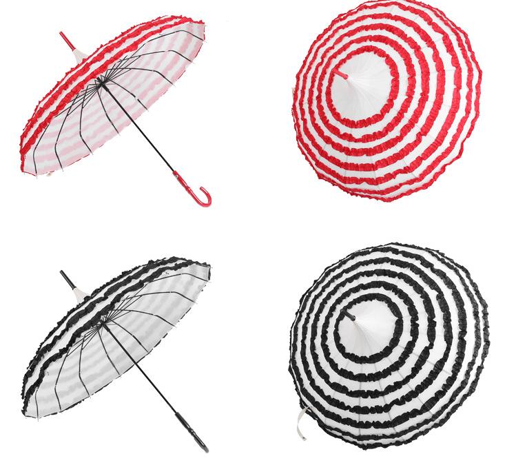 30pcs Princess Royal Sun Umbrella Lady Pagoda Fancy Lace Sunshade Parasol Straight Long Handle Wedding Party Decoration SN2495