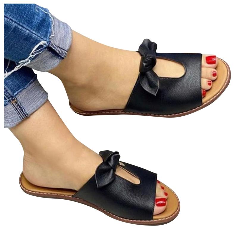 Slippers Bowknot Hollow Women's Peep Toe Slip On Soild Beach Shoes Breathable Casual Style Sandals Trendy Zapato, Bk
Slippers Bowknot Hollow Women's Peep Toe Slip On Soild Beach Shoes Breathable Casual Style Sandals Trendy Zapato, Bk