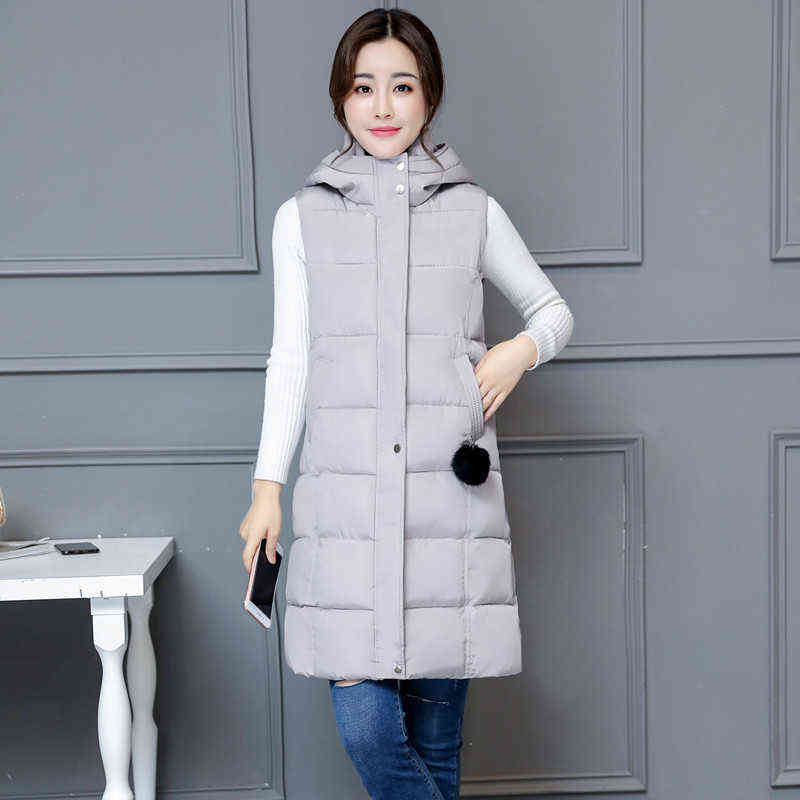 Winter Women Cotton Down Vest Plus Size M-5XL Sleeveless Warm Hooded Loose Casual Long Vest Female Outerwear Padded Jacket 211105