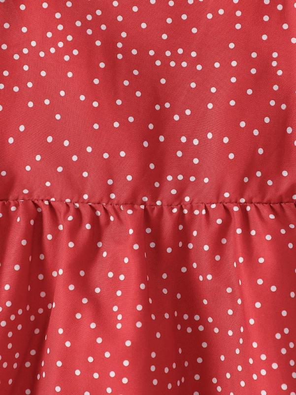Toddler Girls Polka Dot Shirred Back Ruffle Dress SHE