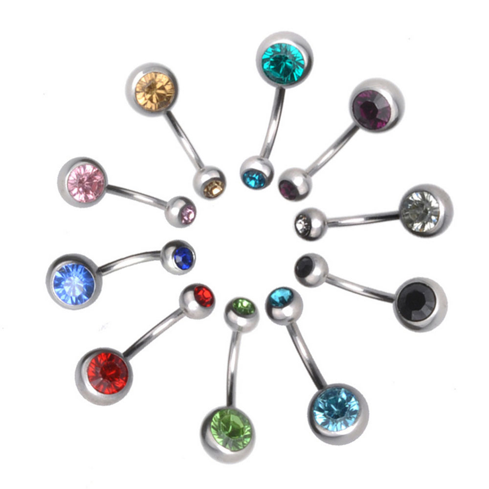 316L Titanium Steel Belly Button Rings Austrian Crystal Navel Rings Belly Piercing Belly Bars Button Belly Rings Piercing Set Piercing Body Jewelry Wh