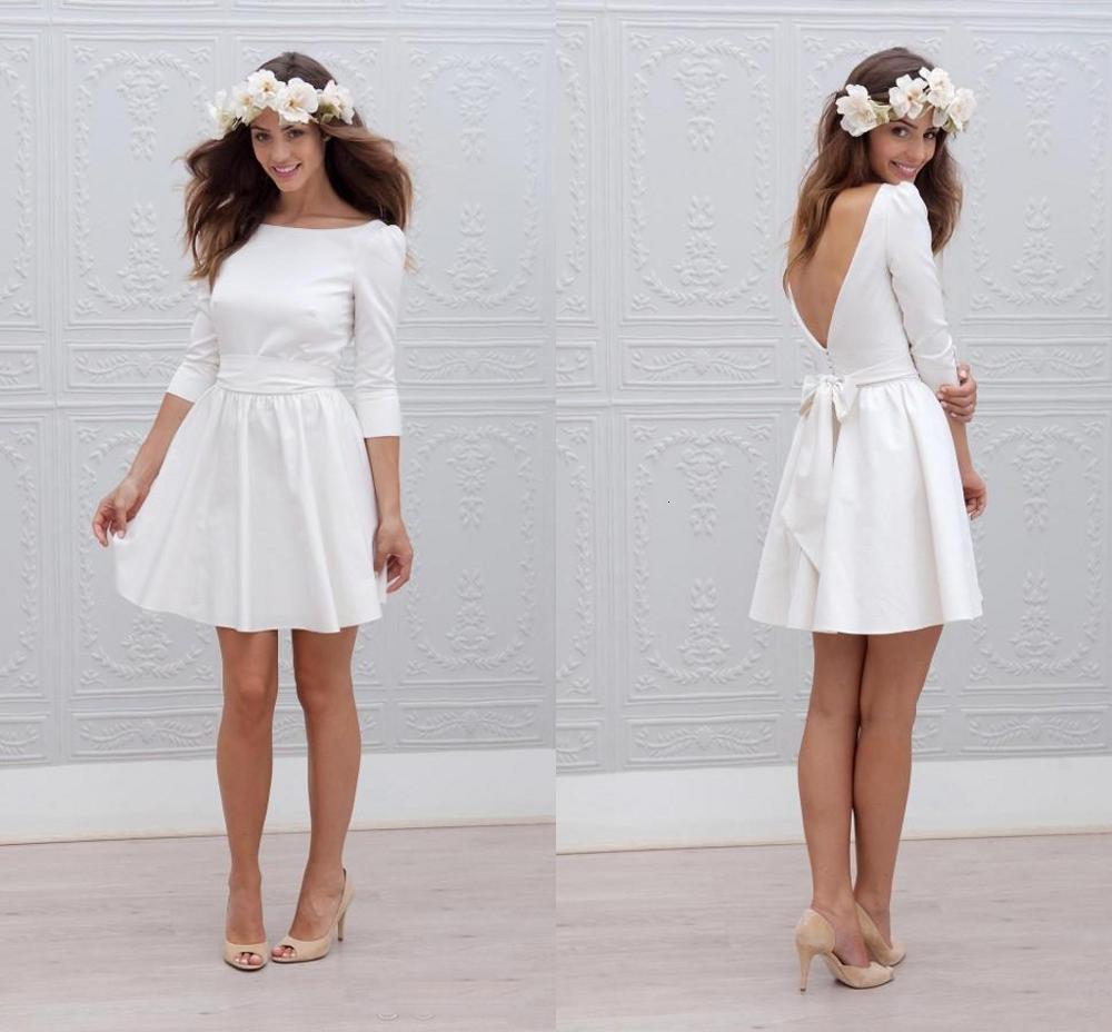 2021 New Elegant Boho Short Es Scoop a Line 3/4 Long Sleeves Satin Knee Length Beach Bridal Wedding Gowns Vestidos Sydm, Black
2021 New Elegant Boho Short Es Scoop a Line 3/4 Long Sleeves Satin Knee Length Beach Bridal Wedding Gowns Vestidos Sydm, Black