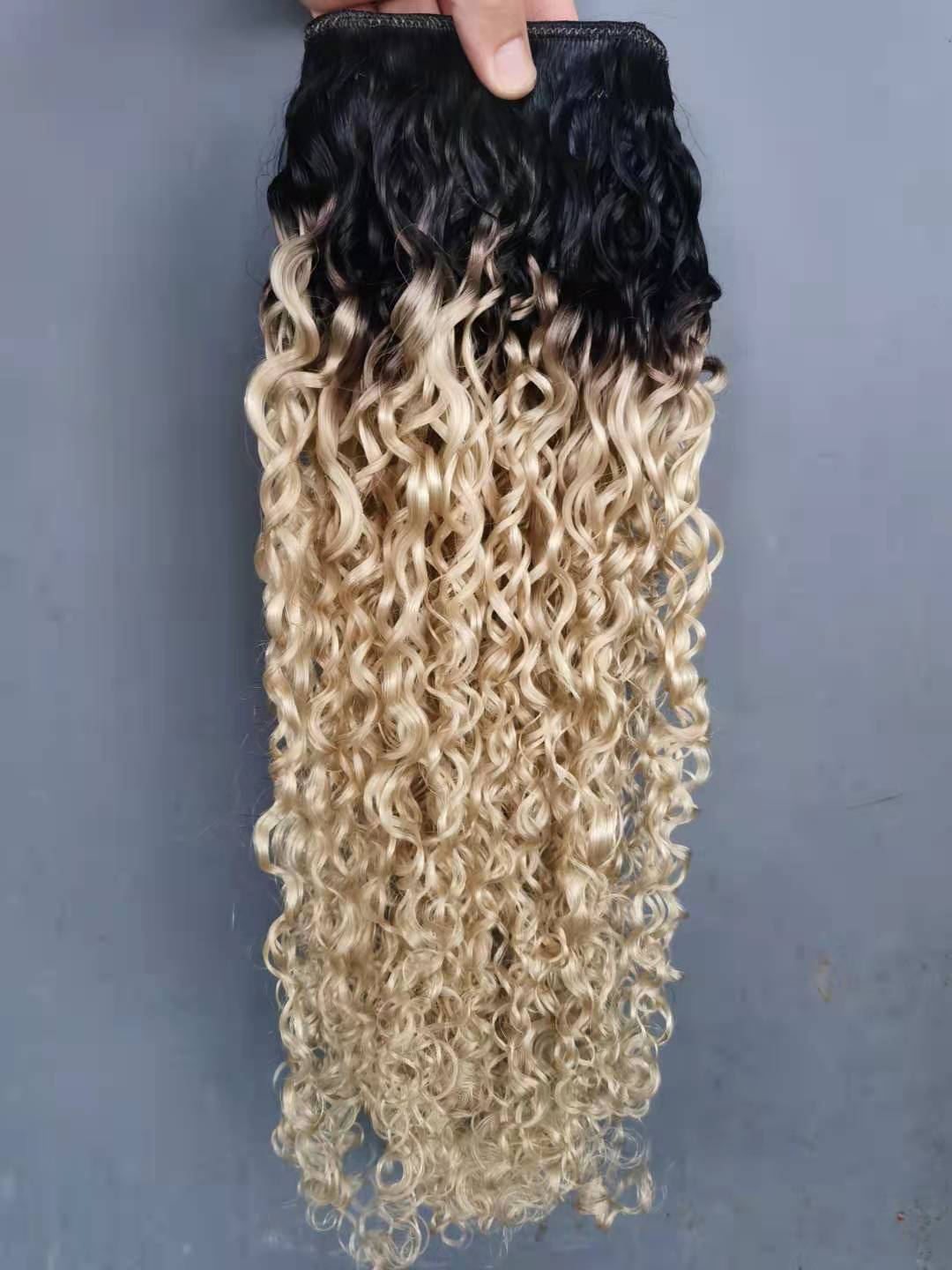 Brazilian Human Virgin Remy Curly Hair Weft Top Extensions Ombre Color Black/blonde 613# 100g one bundle
Brazilian Human Virgin Remy Curly Hair Weft Top Extensions Ombre Color Black/blonde 613# 100g one bundle