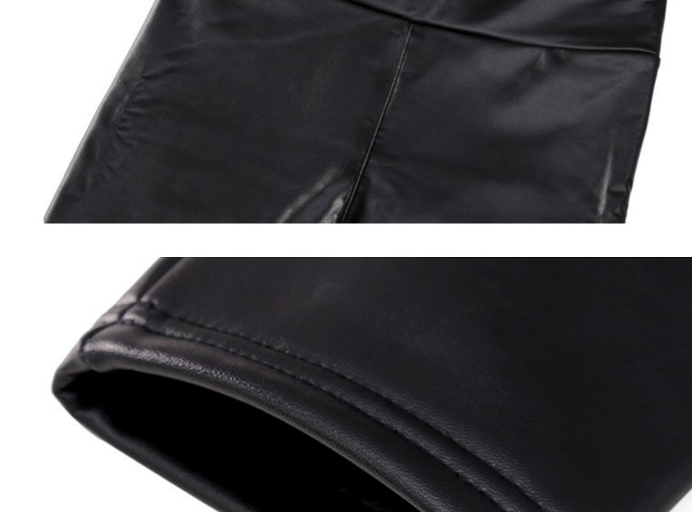Plush Velvet Leggings Skinny Slim Women PU Leather Winter Pants Thickening Plus Size Black S-5XL