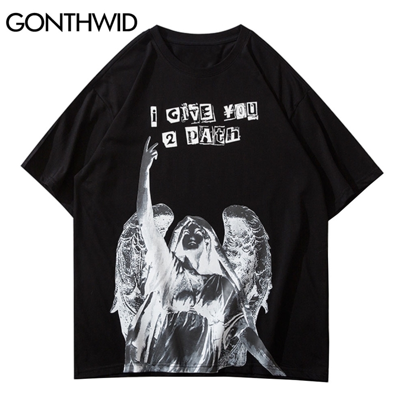 Tshirts Streetwear Harajuku Angel Print Short Sleeve Tee Tops Hip Hop Casual Cotton Loose T-Shirts Summer Fashion Shirt 210602, Black
Tshirts Streetwear Harajuku Angel Print Short Sleeve Tee Tops Hip Hop Casual Cotton Loose T-Shirts Summer Fashion Shirt 210602, Black