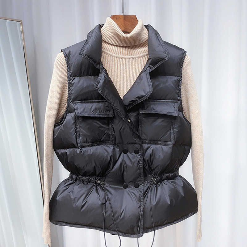 Vests for Women Down White Duck Sleeveless Vest Spring Women's Warm Padded Woman Autumn Coat Jackets Korean Fashion Style 210819