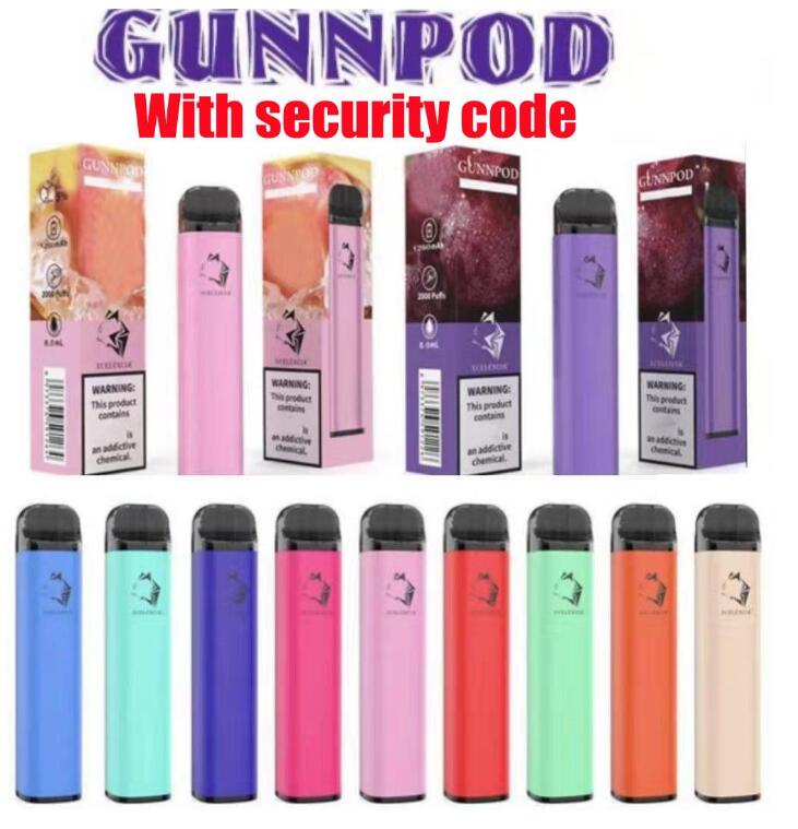 Gunnpod 2000 Puffs 26 colors Disposable Vape Pen E Cigarette Deivce With 1250mAh Battery 8ml Pod Vaporizer Vapes Starter Kit VS Elf Bar
Gunnpod 2000 Puffs 26 colors Disposable Vape Pen E Cigarette Deivce With 1250mAh Battery 8ml Pod Vaporizer Vapes Starter Kit VS Elf Bar