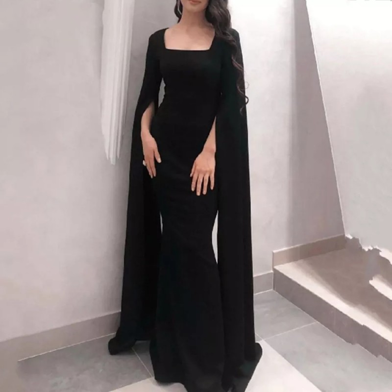Modern Black Mermaid Prom Dresses Bridal Long Sleeves Evening Dress Formal Night Party Gowns Dubai Vestidos De Fiesta robe de soiree 2022