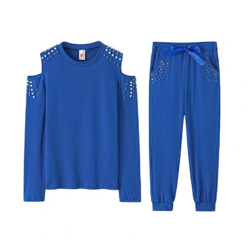 Women's Two Piece Pants Top Set Sports Suit Hoodie Sport Lady Beading Decor Cold Shoulder Sportwear Streetwear, White
Women's Two Piece Pants Top Set Sports Suit Hoodie Sport Lady Beading Decor Cold Shoulder Sportwear Streetwear, White