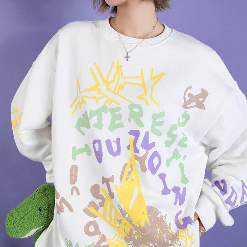 XITAO New Spring Clothing Sweatshirt Hip Hop Doodle Pattern Women Tops Korean Style O Neck Plus Size Streetwear DMY3539 T200311