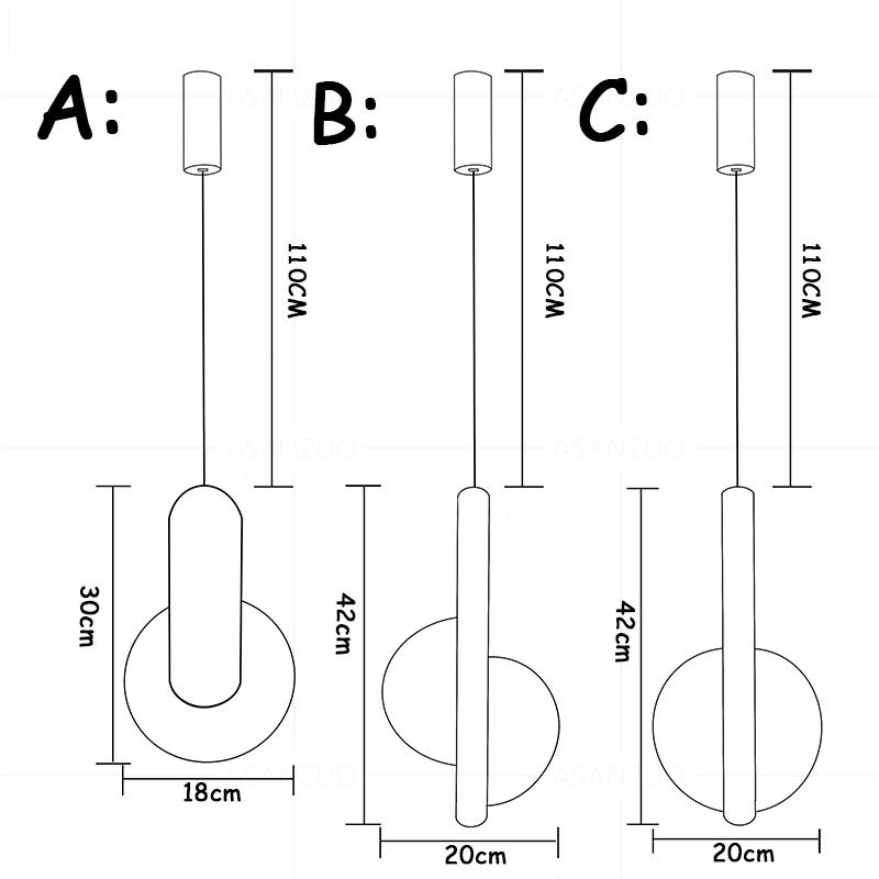 Modern Art Long Cable Bedside Hanging Lamp Acrylic Sconces Bar Office Bedroom Pendant Lights Warm white Light