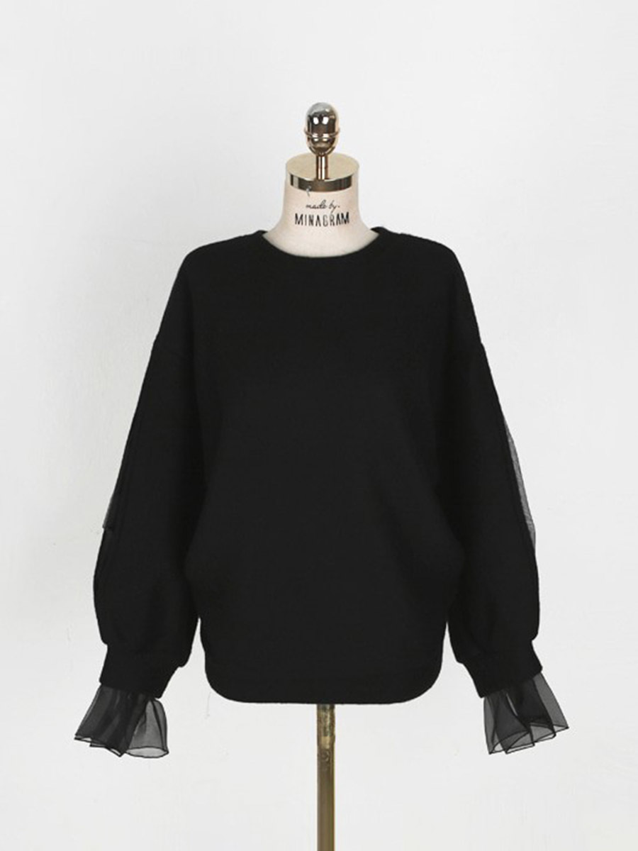 Spring Casual Hoodie Women Long Sleeve Mesh Patchwork Fashion Streetwear Korean Sweatshirt Thick Chic Female Black Hoodies 201211
