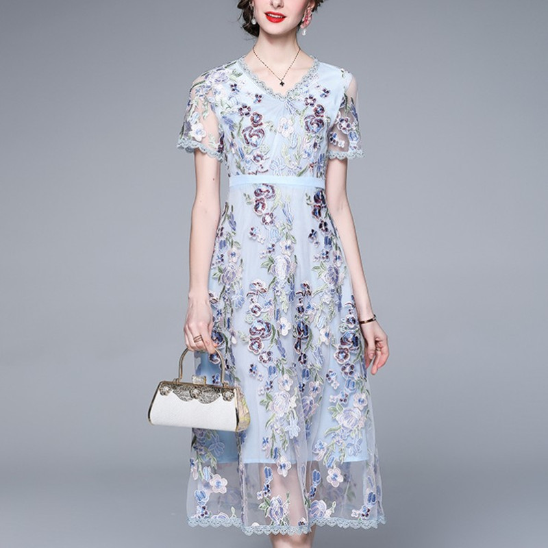 ZAWFL Fashion Designer Dress Summer Women' Short Sleeve Mesh Flowers Embroidery Vintage Elegant es 210525, Picture color
ZAWFL Fashion Designer Dress Summer Women' Short Sleeve Mesh Flowers Embroidery Vintage Elegant es 210525, Picture color