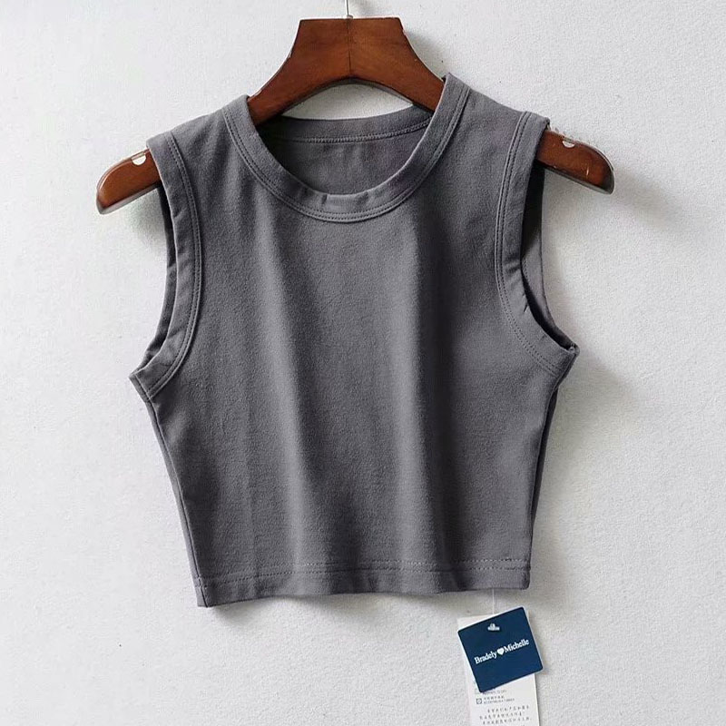 Sexy Sleeveless Sports Vest Stretch Tight Waistless Fitness Female T-shirt Wild Short Cycling Women's Top 210308