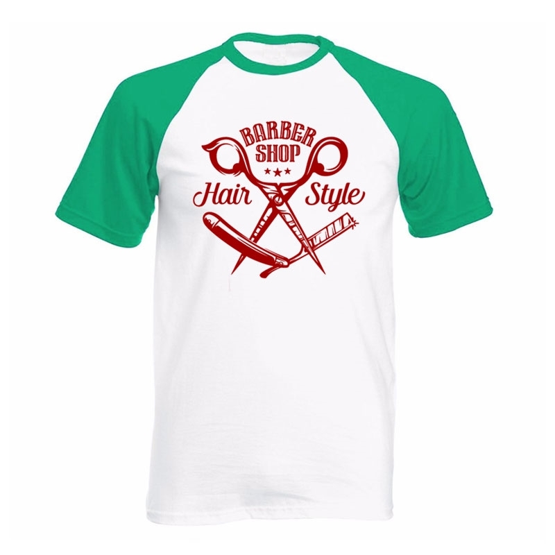 Barbershop Scissors Hair Printing O-neck 100% Cotton Barber Tshirt Tee Casual Loose Size Summer Fashion Mens T Shirt 210629