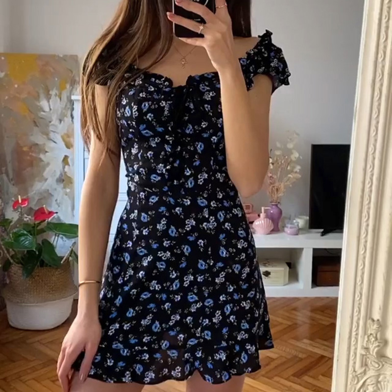 Fashion Butterfly Printed Dress Ruffle Short Sleeve Slash Neck Sexy Casual Ruched Fit and Flare Mini Dress Summer, Black;gray
Fashion Butterfly Printed Dress Ruffle Short Sleeve Slash Neck Sexy Casual Ruched Fit and Flare Mini Dress Summer, Black;gray