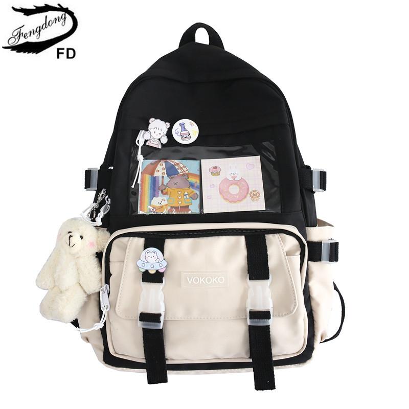 School Bags Fengdong Cute For Girls Kawaii Bookbag Bear Doll College Student Black Rucksack Teen Girl Schoolbag Fashion Backpack, Black with bear doll
School Bags Fengdong Cute For Girls Kawaii Bookbag Bear Doll College Student Black Rucksack Teen Girl Schoolbag Fashion Backpack, Black with bear doll