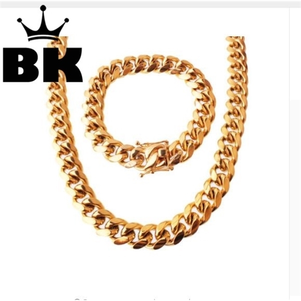 8mm/10mm/12mm/14mm StainlSteel Cuban Link Chain Hip Hop Punk Heavy Gold silver color Plated Cuban Necklace and Bracelet Set X0509
8mm/10mm/12mm/14mm StainlSteel Cuban Link Chain Hip Hop Punk Heavy Gold silver color Plated Cuban Necklace and Bracelet Set X0509