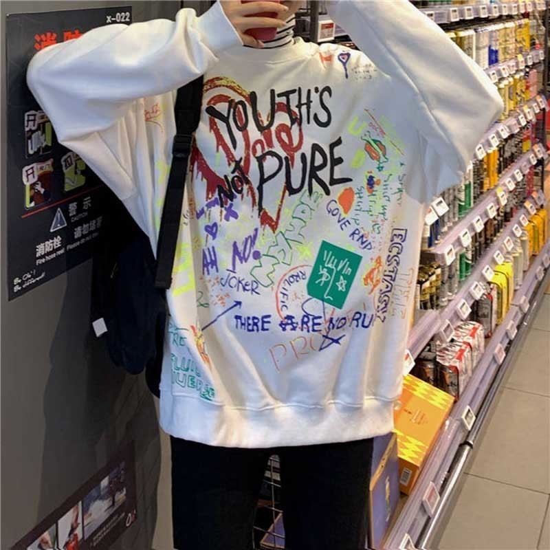 gothic hip hop pullover Streetwear Print Lady Sweatshirts Women ONeck Loose Clothes Female Autumn Hip Hop Casual Pullovers T200311