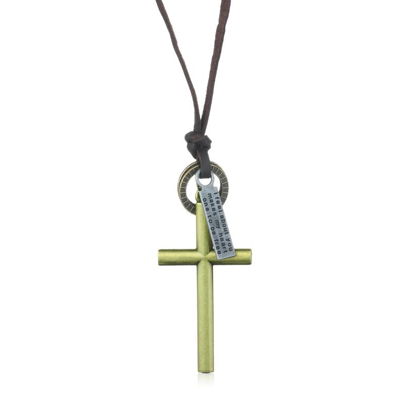 Pendant Necklaces Punk Adjustable Leather Rope Chain Bronze Cross Geometric Round Coin Necklace For Men Protestant Faith Christian Jewelry
Pendant Necklaces Punk Adjustable Leather Rope Chain Bronze Cross Geometric Round Coin Necklace For Men Protestant Faith Christian Jewelry