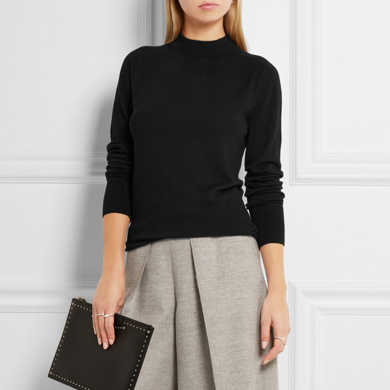 Lizkova Winter 50% Wool Tops Woman Cashmere Knitted Turtleneck Sweater Classic Soft Pullover 210218