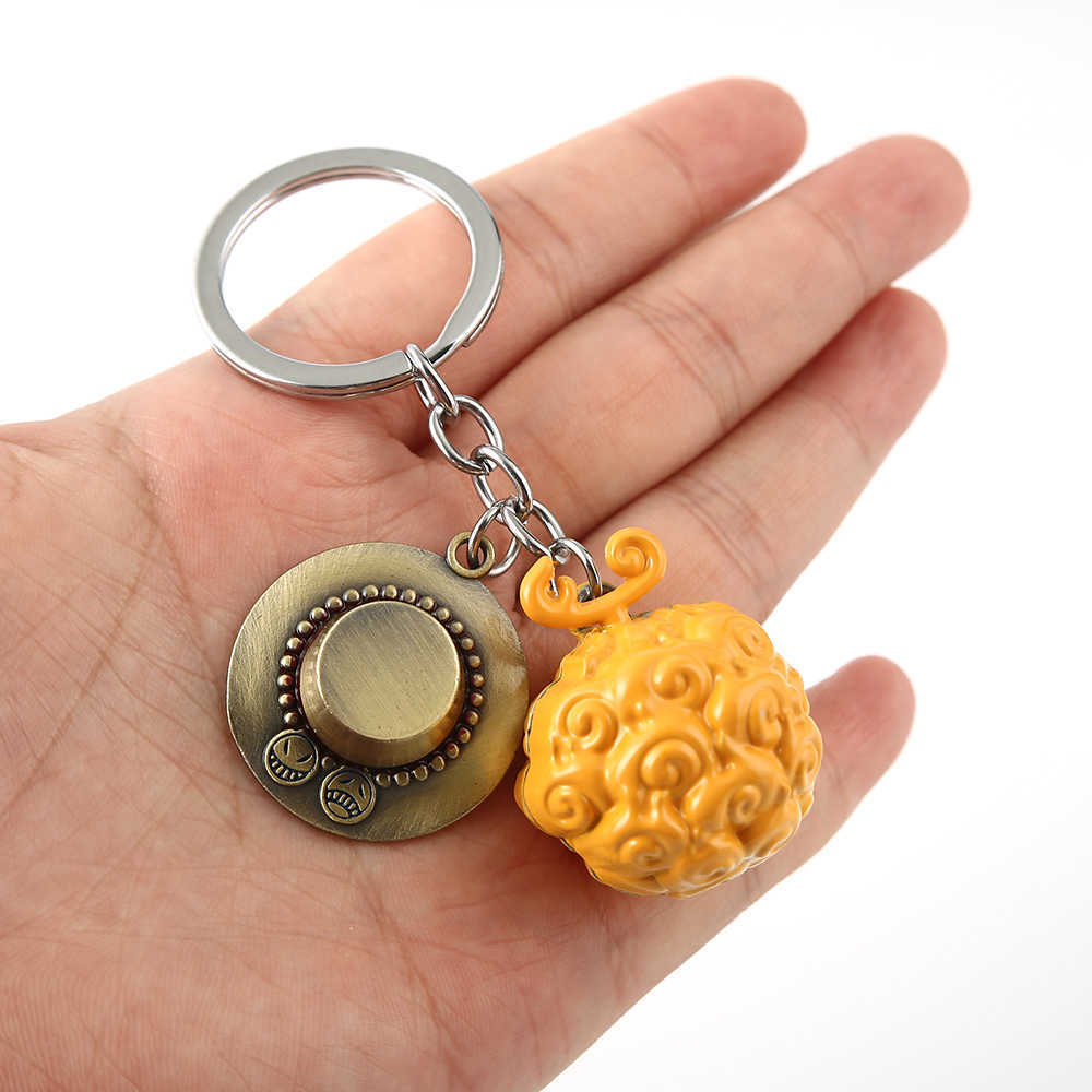 One Piece Keychain Metal Ace Law Devil Fruit Key Chain Pendant Key Ring Key Holder Anime Car Accessories Chaveiro Charm llaveros G1019