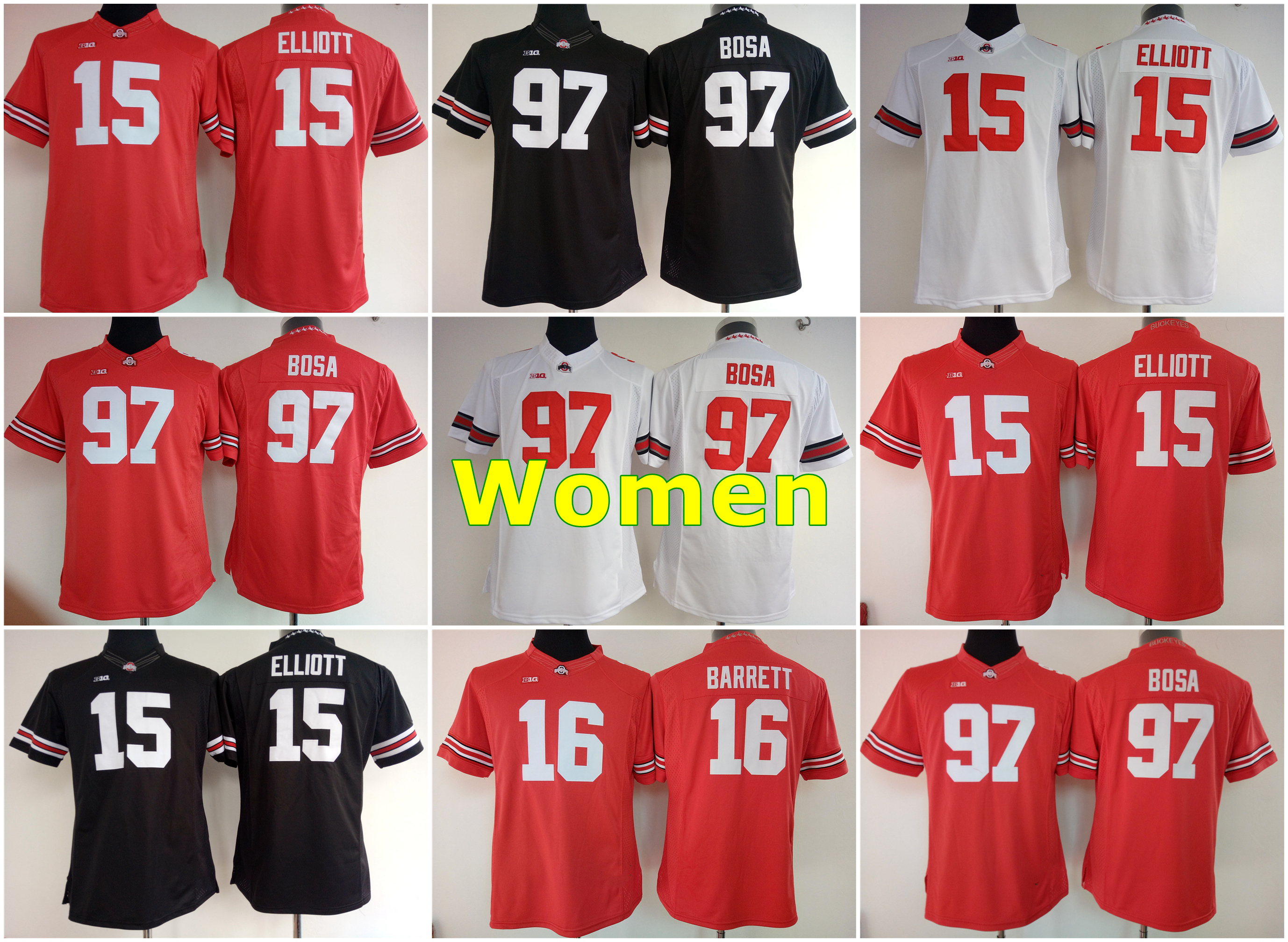 NCAA America Football Jerseys Women Ohio State Buckeyes Jersey 97 Nick Bosa 15 Ezekiel Elliott 16 J.T. Barrett White Black Color Stitched Size S-XXXL
NCAA America Football Jerseys Women Ohio State Buckeyes Jersey 97 Nick Bosa 15 Ezekiel Elliott 16 J.T. Barrett White Black Color Stitched Size S-XXXL