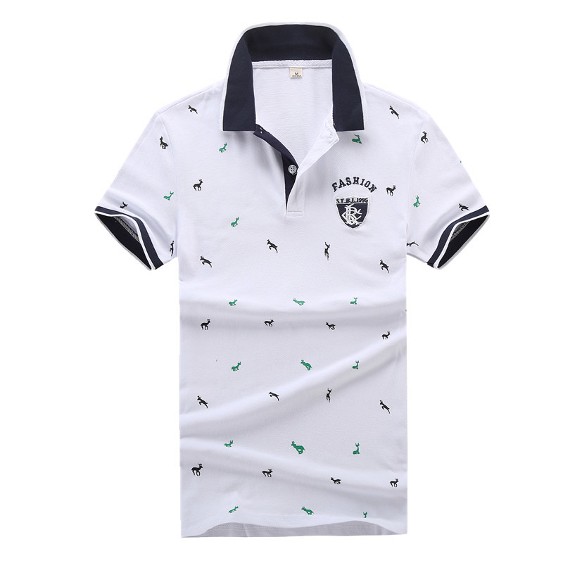 Fashion Summer Short Sleeve Polo Shirt Men Cotton Print Slim Casual Polos Breathable Embroidery Casual Shirt Mens Clothing M-4XL 210308
