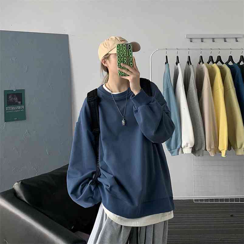 PR Men's Solid Color Casual Sweatshirts Autumn Woman Oversize Korean Streetwear Hoodies Fashion Long Sleeve Pullovers 210730