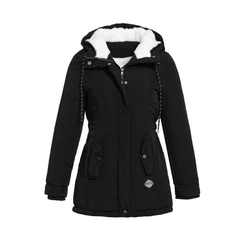 Women Parkas Winter Jacket Hooded Thick Cotton Plus Size Warm Female Coat Fashion Mid Long Wadded Coat Jacket Outwear 210819