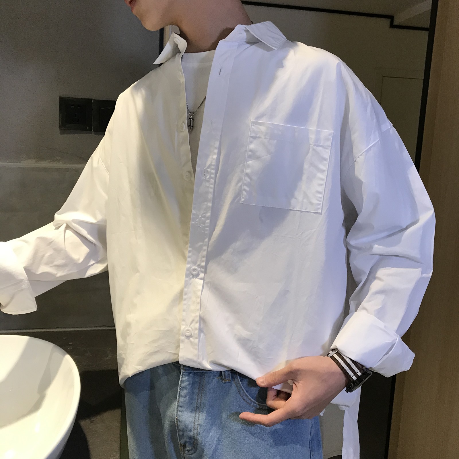 2021 New Korean Men' Fashion Turn-down Collar Casual White/black Color Long Sleeve French Cuff Shirts Slim Fit Brand Shirt -2xl Xp59
2021 New Korean Men' Fashion Turn-down Collar Casual White/black Color Long Sleeve French Cuff Shirts Slim Fit Brand Shirt -2xl Xp59