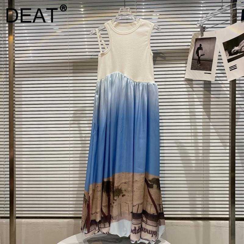 DEAT Women Patchwork Sling Dress Round Neck Sleeveless Arrivals Lady Sexy Temperament Fashion Spring Summer 11D1391 210709, White blue
DEAT Women Patchwork Sling Dress Round Neck Sleeveless Arrivals Lady Sexy Temperament Fashion Spring Summer 11D1391 210709, White blue