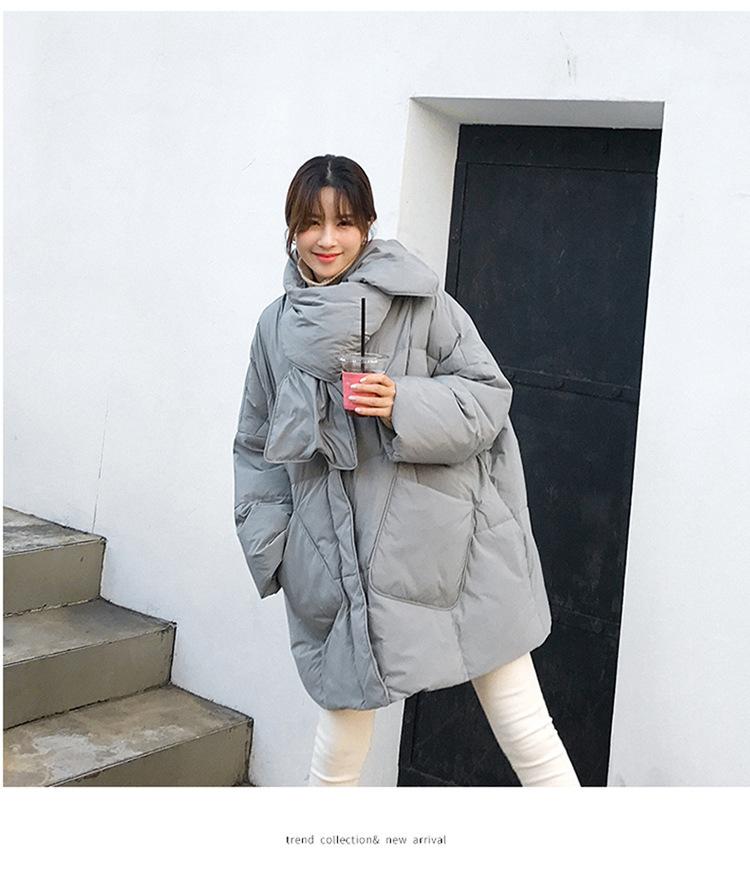 Women's Down & Parkas Cotton-Padded Jacket Women 2021 Scarf Collar Korean Style Winter Coats Fashion Jackets Loose Bread Coat Clothes Y402