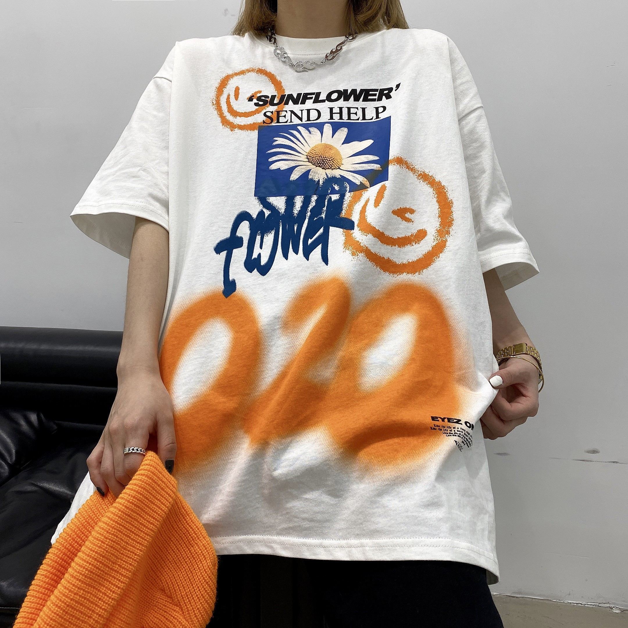 Harajuku Printed Women's Oversized Tshirt Summer Casual Loose Short Sleeve korea Plus Size Tees Fashion Outdoor Tops T200614