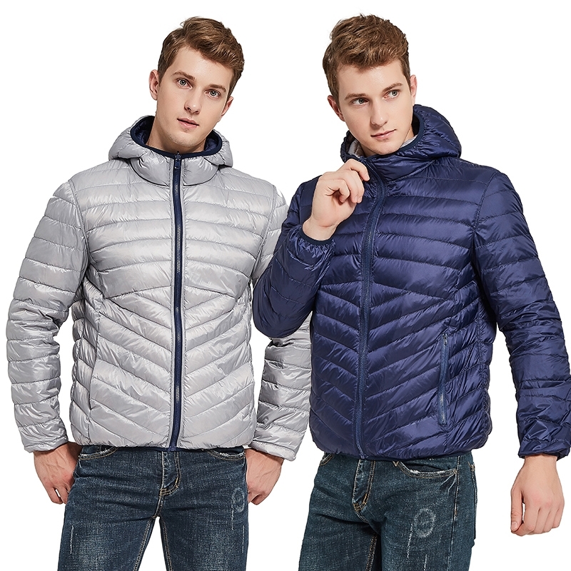 NewBang Reversible Men's Down Jacket With Hooded Puffer Ultra Light Down Jacket Men Autumn Winter Double Side Feather Parka 201225