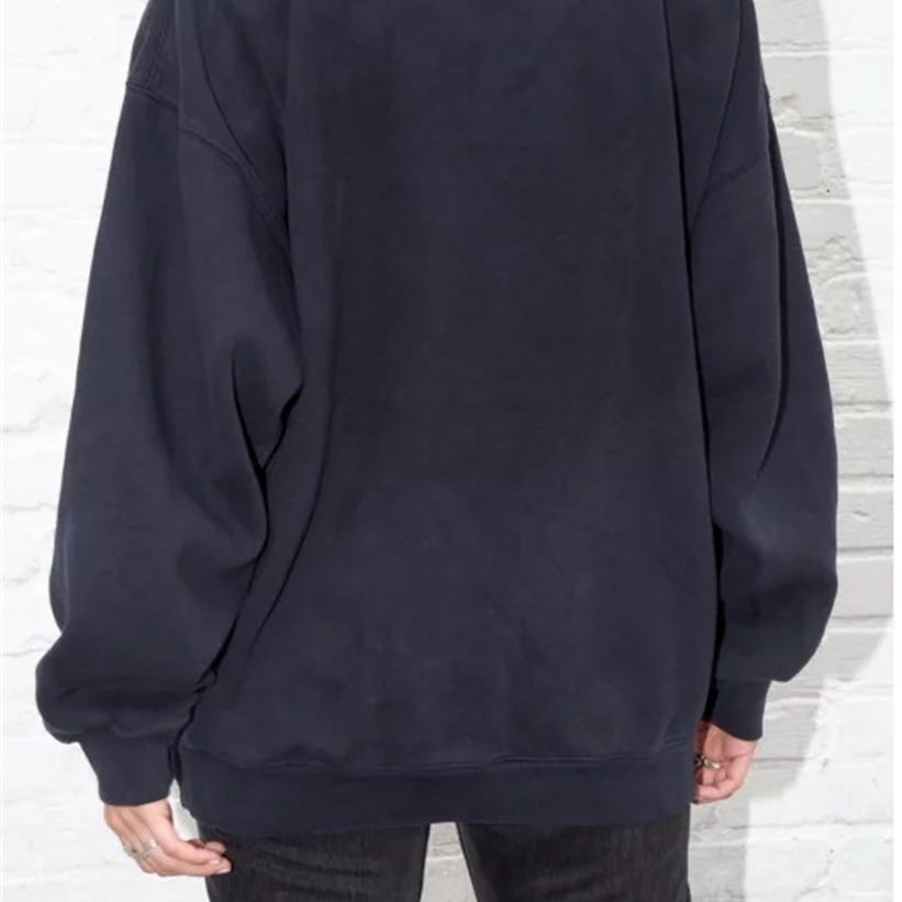 Women Embroidery Oversized Sweatshirt Long Sleeve Embroidery Pullover 201211