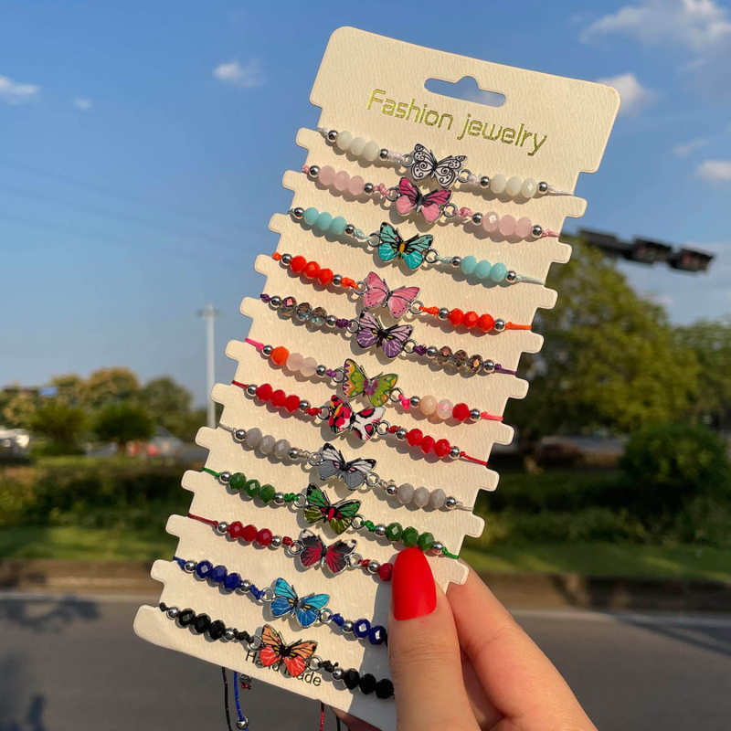 Lifelike Digital Print Colorful Butterfly Charm Chinese Knot Woven Cord Bracelet 12PCS/Card
Lifelike Digital Print Colorful Butterfly Charm Chinese Knot Woven Cord Bracelet 12PCS/Card