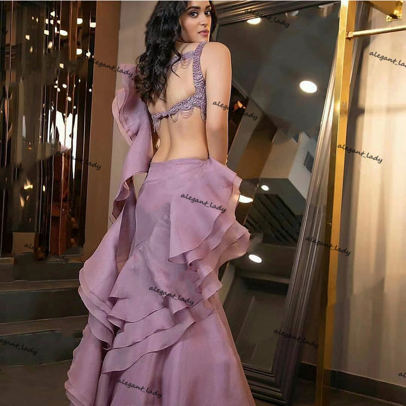 Lavender Ruffles Chiffon Gradient Evening Gowns for Women Prom Party Dress Mermaid Engagement Prom Dresses abendkleider