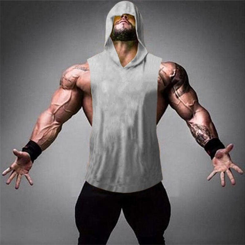 Summer Plain Gyms Tank Top Mens Bodybuilding Stringer hoodies Blank Vest Fitness Shirt 100% Cotton Solid Sleeveless Tops 210623