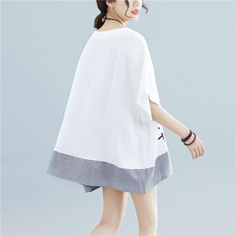 Plus Size tshirts Cotton Women Tee Letter Print Tshirt Oversized Vogue T Shirt Patchwork T-shirt Summer Tops Femme 4xl 5xl 6xl T200516