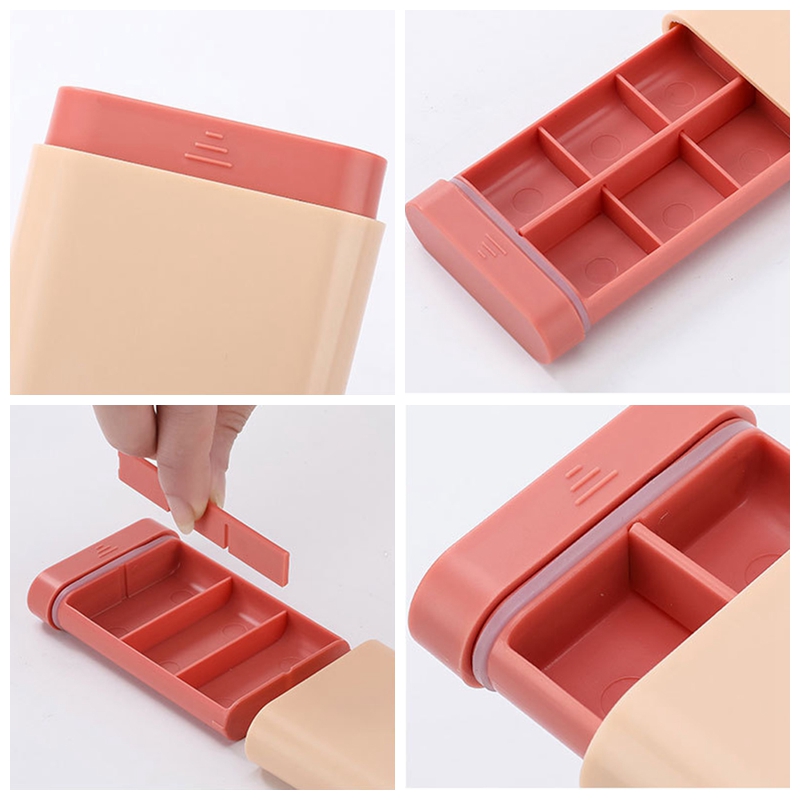 Mini Travel Portable Pill Box Dispenser Storage Container Pocket Holder Daily Medicine Organizer Moisture-Proof Pill Vitamin Case Adjustable Grids Fre