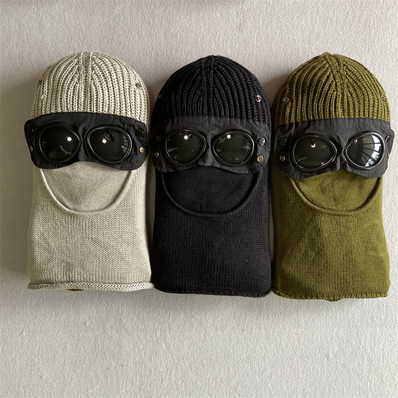 Goggle Balaclava Extra Fine Merino Wool Beanie Knit Hat Men Cap Outdoor Windbreak Hood Retains Heat Skull Caps Black Army Green