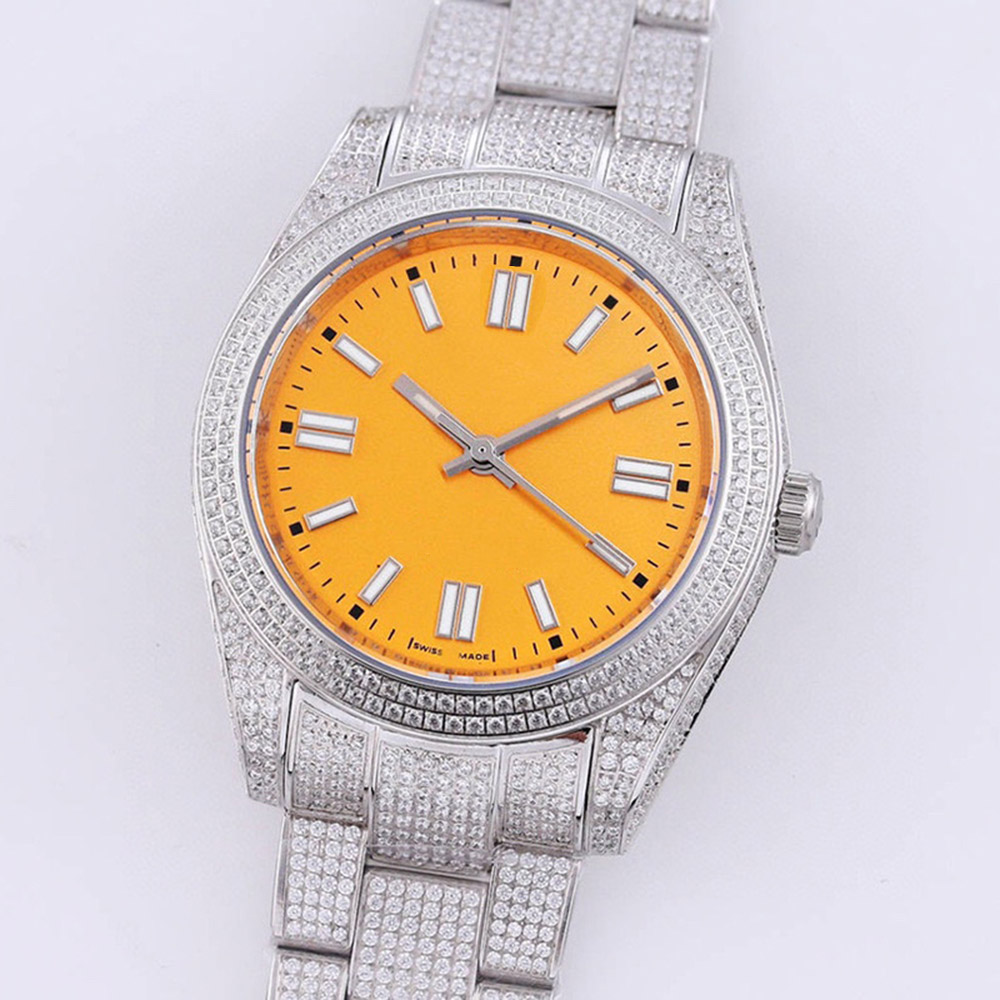 Mens Watch Automatic Mechanical Watches 41mm With Diamond-studded Steel Women Wristwatch Bracelet Montre de Luxe Full Diamond Top Quality, Customize
Mens Watch Automatic Mechanical Watches 41mm With Diamond-studded Steel Women Wristwatch Bracelet Montre de Luxe Full Diamond Top Quality, Customize